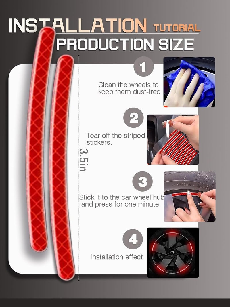 Maicican 20PCS Car Wheel Reflective Decorative Strip,Night Safety Warning Stickers,Cars,Motorcycles,Bicycles are Applicable, Colorful and Diverse, a Street The Most Beautiful Car (Red) - Image 5